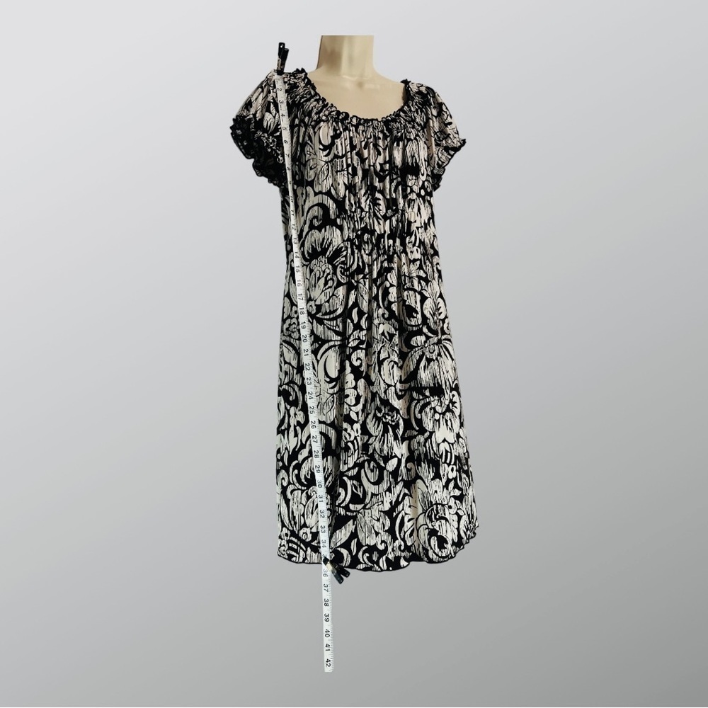 Lucy & Laurel Fit and Flare Stretchy Midi Pull Over Patterned Dress High Waist 8 - Picture 2 of 6